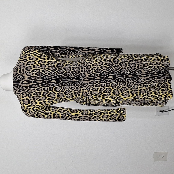 BCBGMaxAzria Brown Tan Adele Leopard Print Mobwife Authentic Wrap Dress Size S - Picture 8 of 12